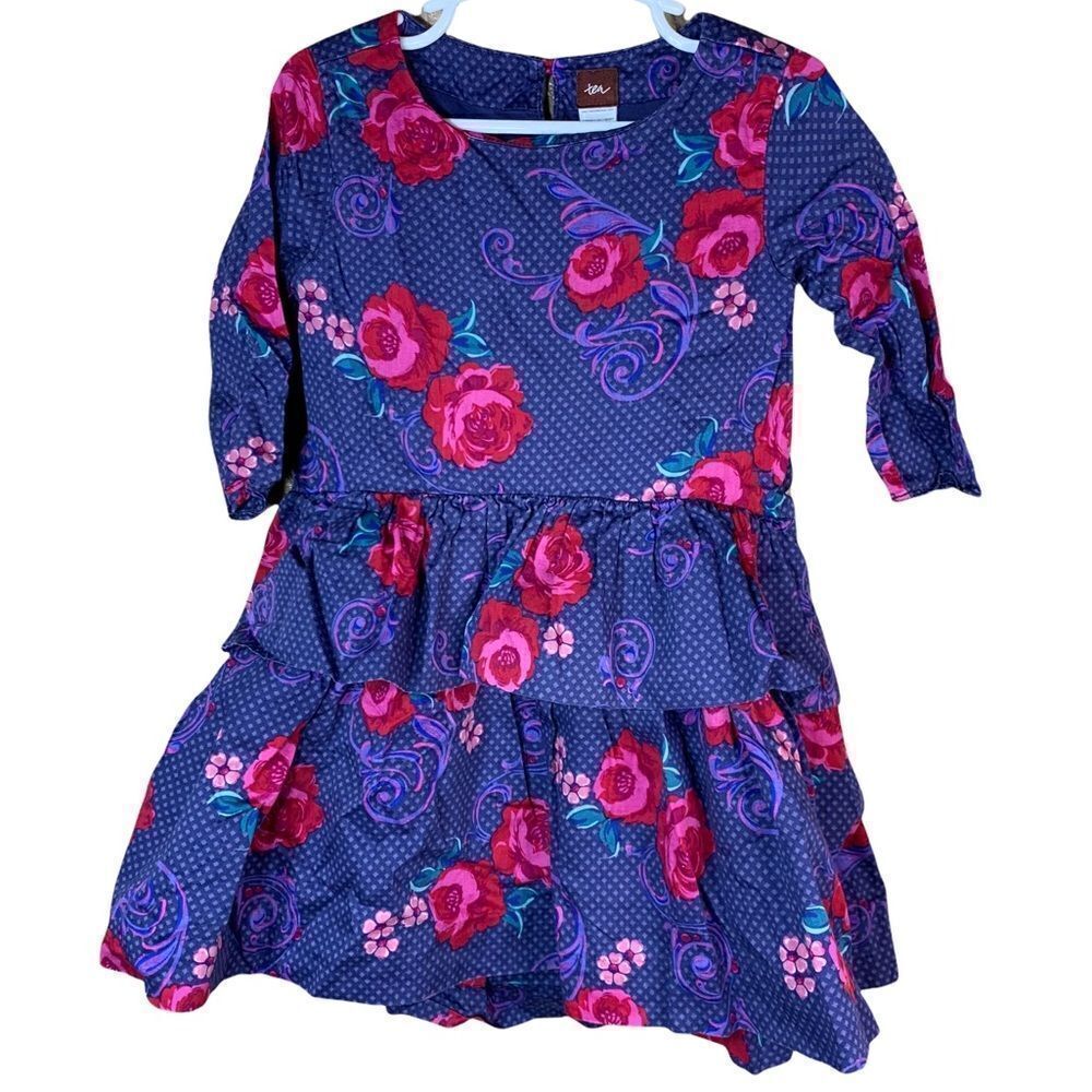 ‎Tea girls purple flower print dress